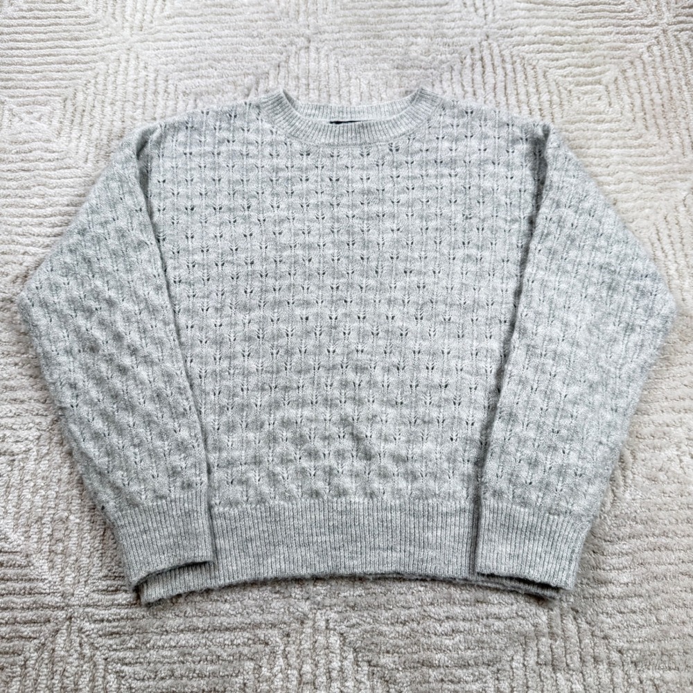 Mango MNG Knit Sweater Women's Small Gray Popcorn Clean Soft Girl Coquette Cozy